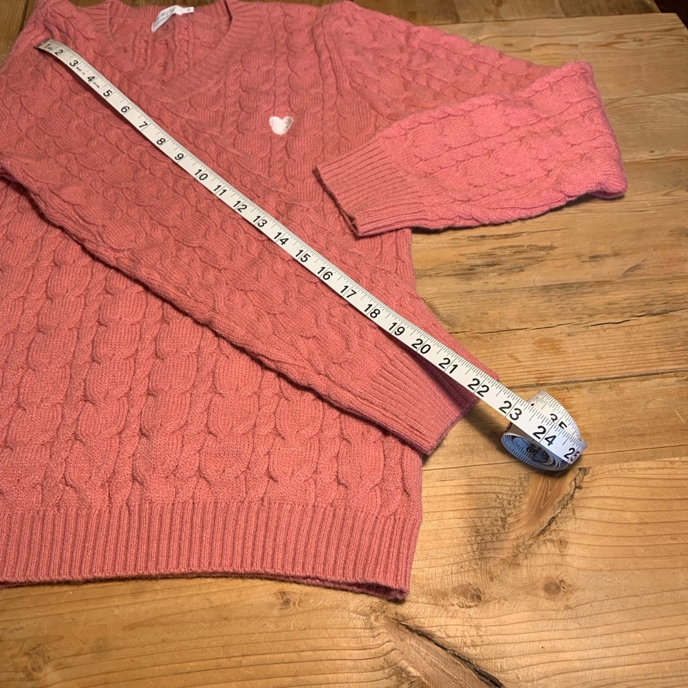 Shop the Mint NWOT Pink V-Neck Cable Knit Sweater🩷Valentine’s Day🩷 - Picture 8 of 16